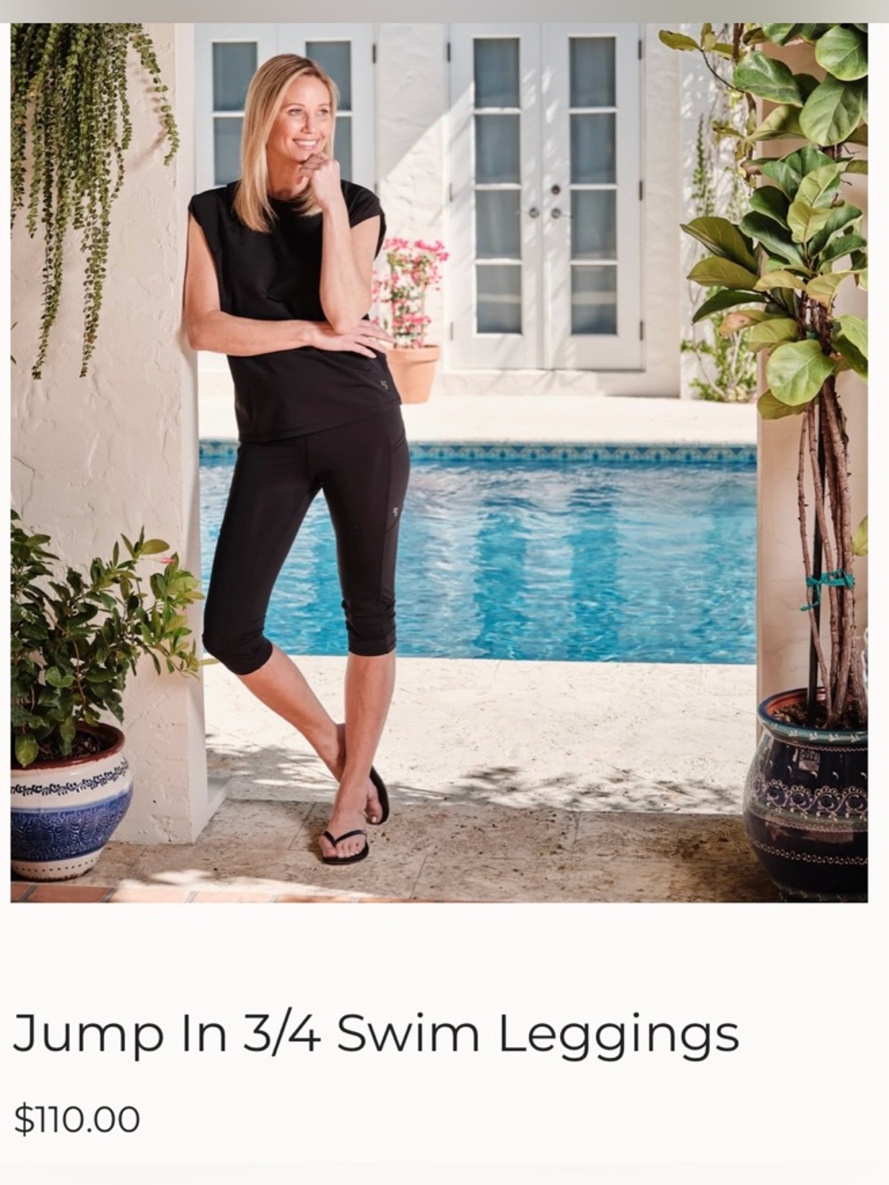 Line In The Sand- Jump In 3/4 Swim Leggings - Black nearly new